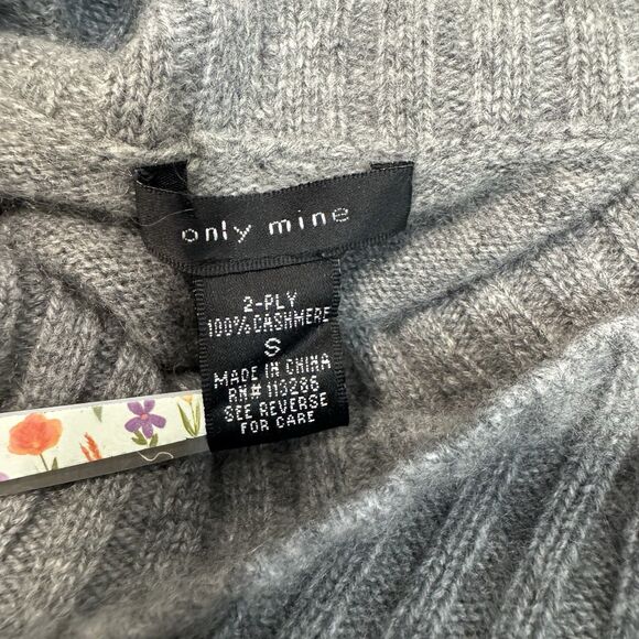 Only Mine 100%  2 Ply Cashmere Sweater Gray Turtleneck Soft Cozy Y2K Women S - Picture 4 of 8